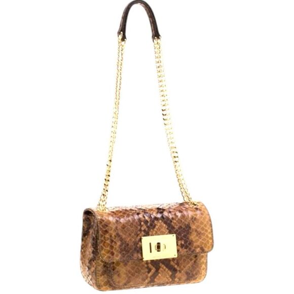 Michael Kors Python Embossed Patent Leather Shoulder Bag - Picture 9 of 16